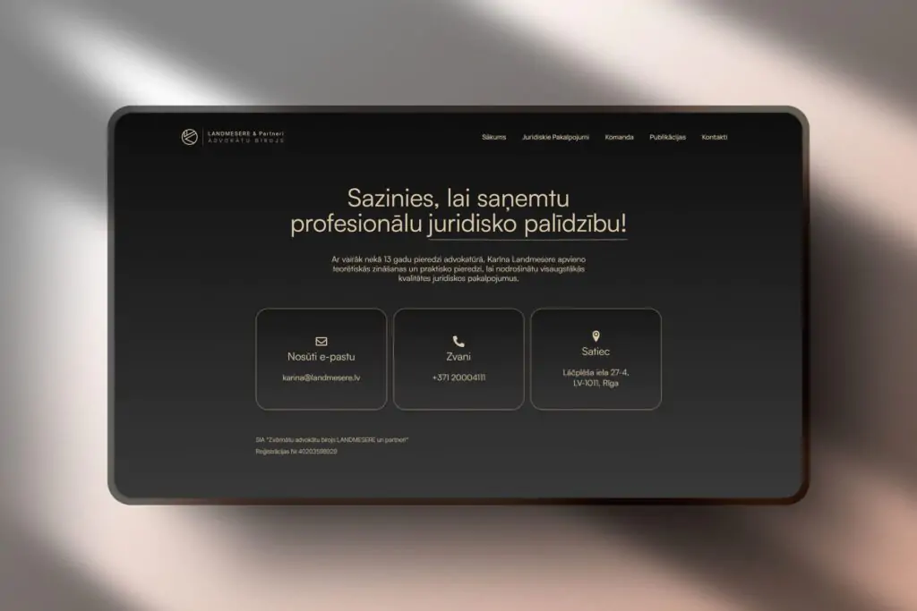 DruvoWEB, mājaslapu izstrāde, mājaslapas izveide, mājaslapas dizains, Karīna Landmesere, zvērinātu advokātu birojs